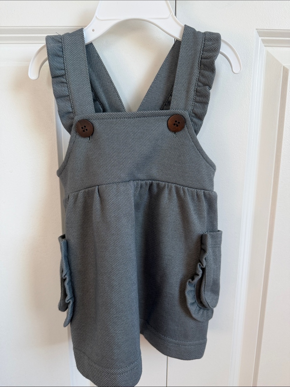 Milk barn denim dress ruffle overall